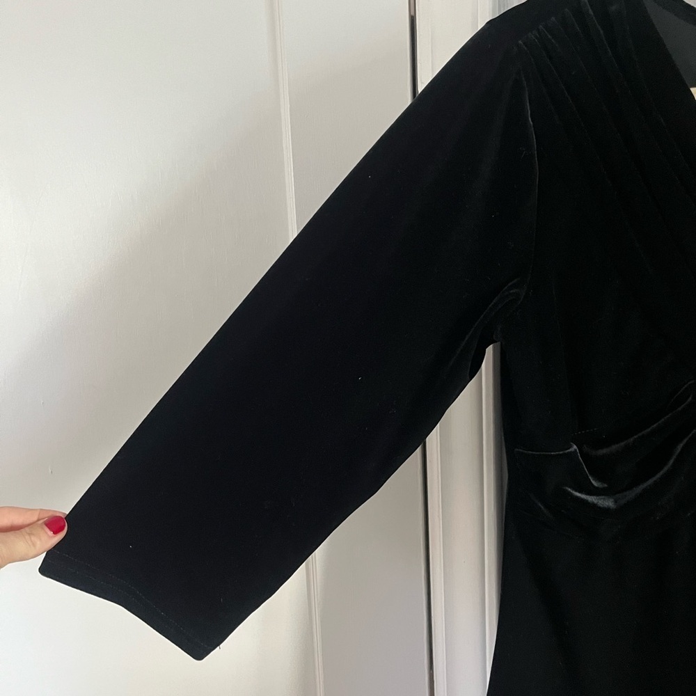 VTG Y2K black Velvet babydoll top 3/4 sleeve | M whimsigoth fairy grunge romance - Picture 5 of 12